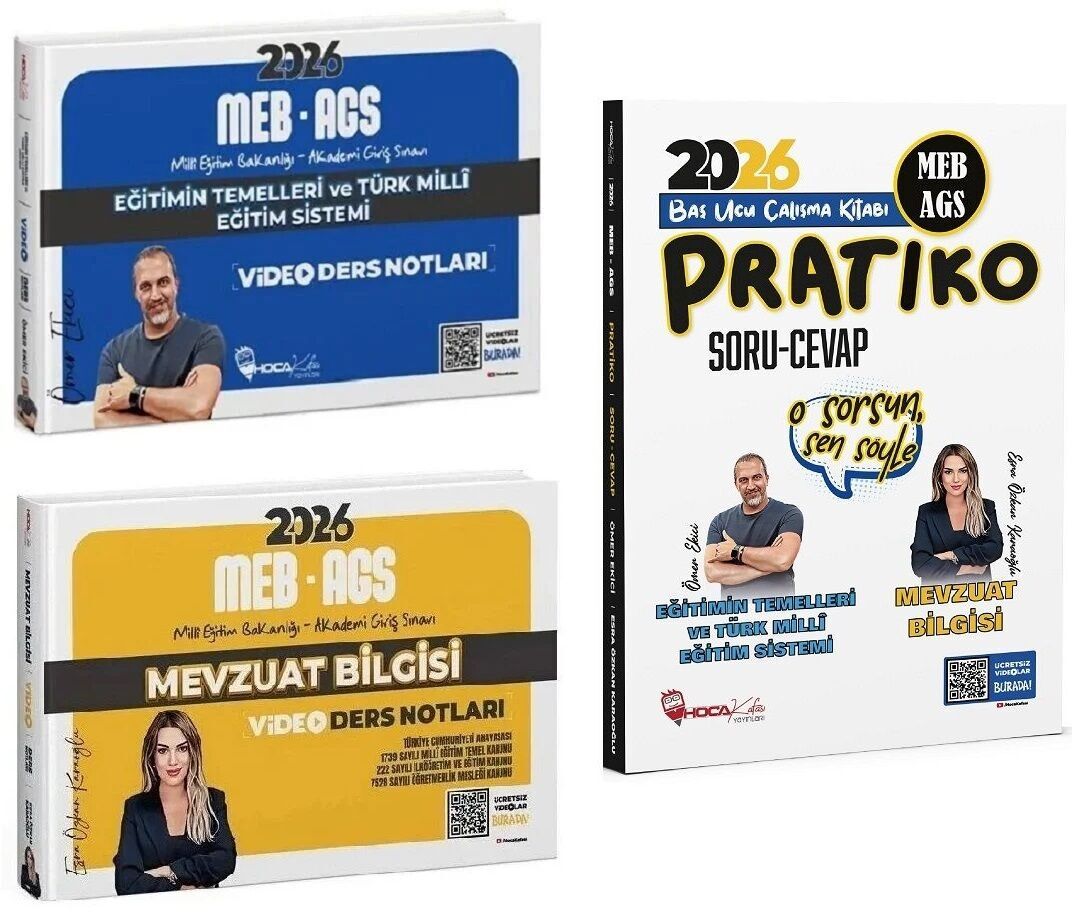 YENİ AGS - Hoca Kafası 2026 MEB-AGS Eğitimin Temelleri + Eğitim Bilimleri + Mevzuat Bilgisi Video Ders Notları + Pratiko Soru Cevap 4 lü Set- Ömer Ekici, Esra Özkan Karaoğlu Hoca Kafası Yayınları