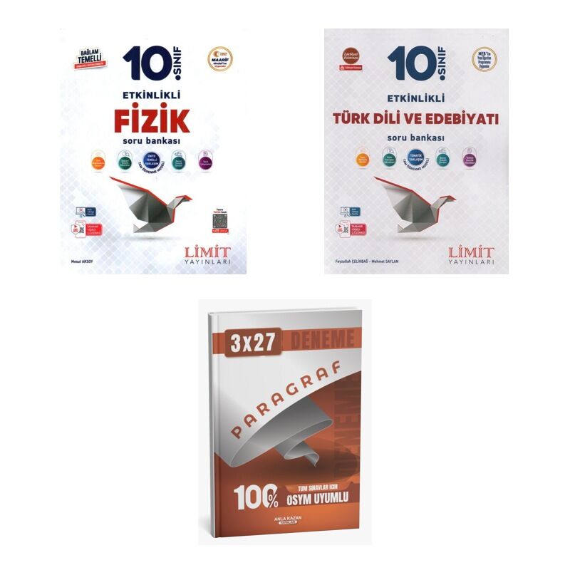 2027 Limit 10. Sınıf Etkinlikli Fizik Maarif + Edebiyat Türk Dili ve Edebiyatı Soru + Ankapade 3'lü Set