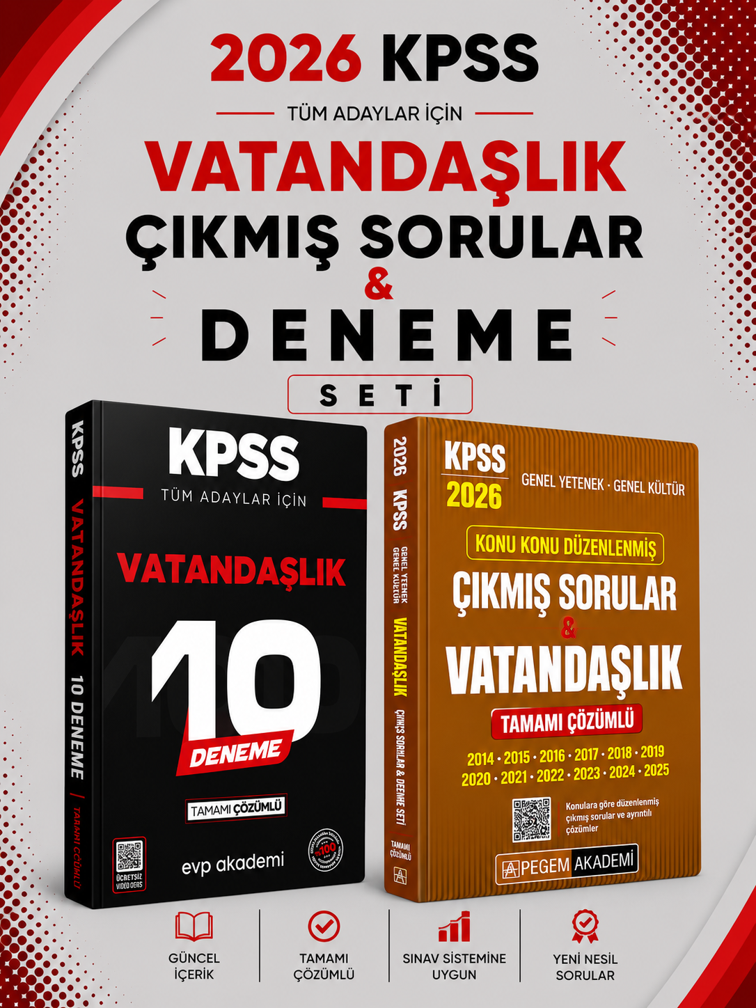 Pegem 2026 KPSS Vatandaşlık Çıkmış Sorular & KPSS Vatandaşlık 10 Deneme EVP Akademi Seti