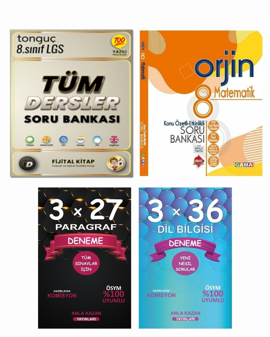 Anla Kazan Paragraf ve Dil Bilgisi Seti + Tonguç LGS Tüm Dersler Soru + Orjin LGS Matematik Soru