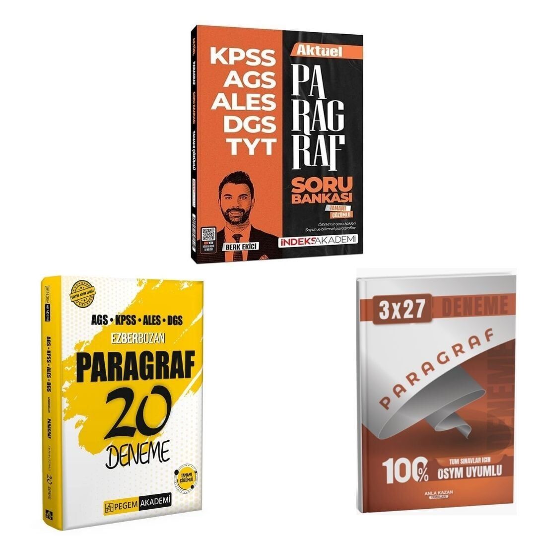 İndeks 2026 KPSS MEB-AGS ALES DGS TYT Aktüel Paragraf Soru Bankası + Paragraf Deneme Seti