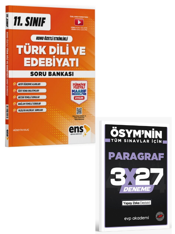 ENS 2027 11. Sınıf Türk Dili ve Edebiyatı Konu Özetli Etkinlikli Soru Bankası+ EVP Akademi Paragraf