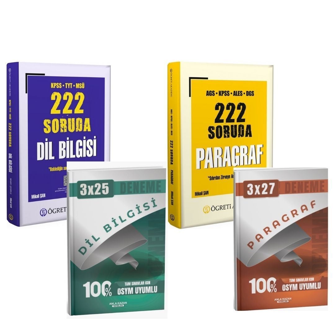 Öğreti 222 Soruda Dil Bilgisi + Dil Bilgisi Deneme & Öğreti 222 Soruda Paragraf + Paragraf Süper Deneme Seti