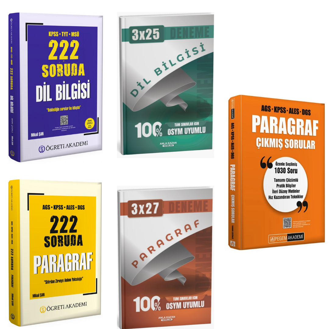 Öğreti 222 Soruda Paragraf & 222 Soruda Dil Bilgisi & Paragraf Çıkmış Sorular ve 2'li Deneme Seti