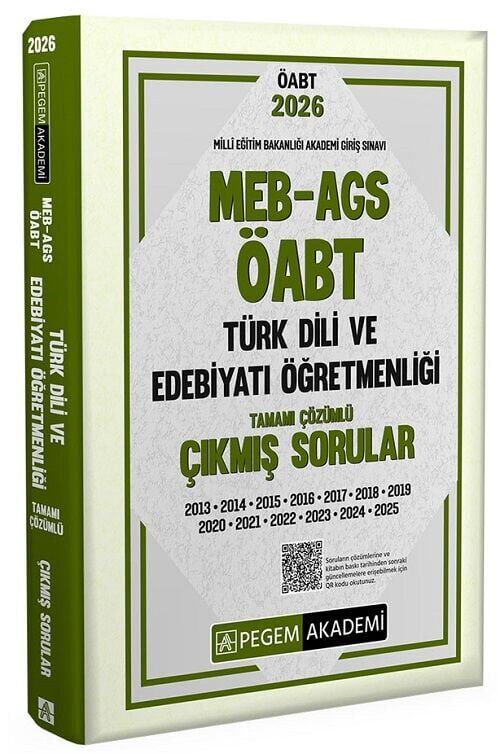 Pegem 2026 ÖABT MEB-AGS Türk Dili ve Edebiyatı Öğretmenliği Çıkmış Sorular Çözümlü Pegem Akademi Yayınları