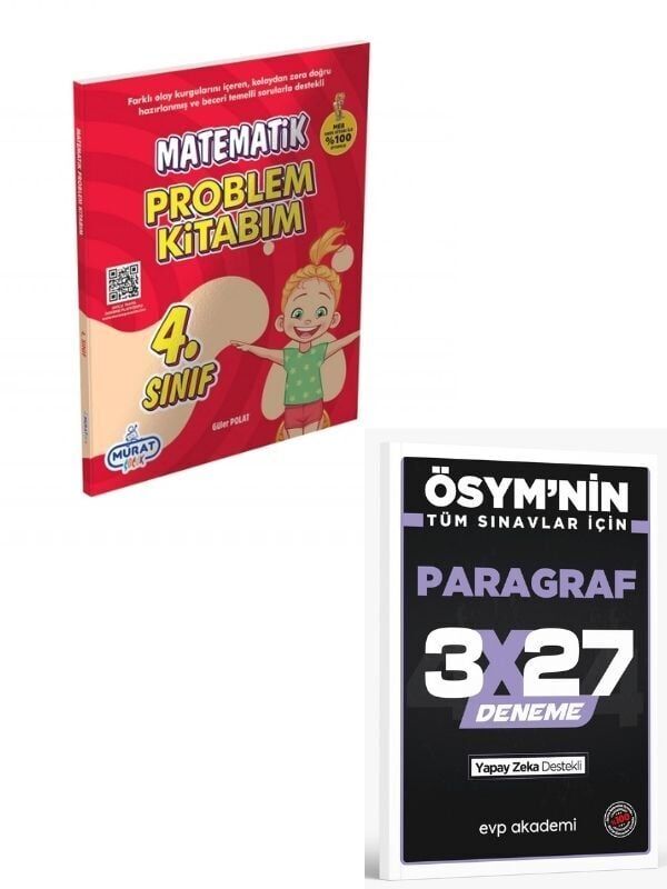 Murat 2027 4.Sınıf Matematik Problemler Kitabım+ EVP Akademi Paragraf