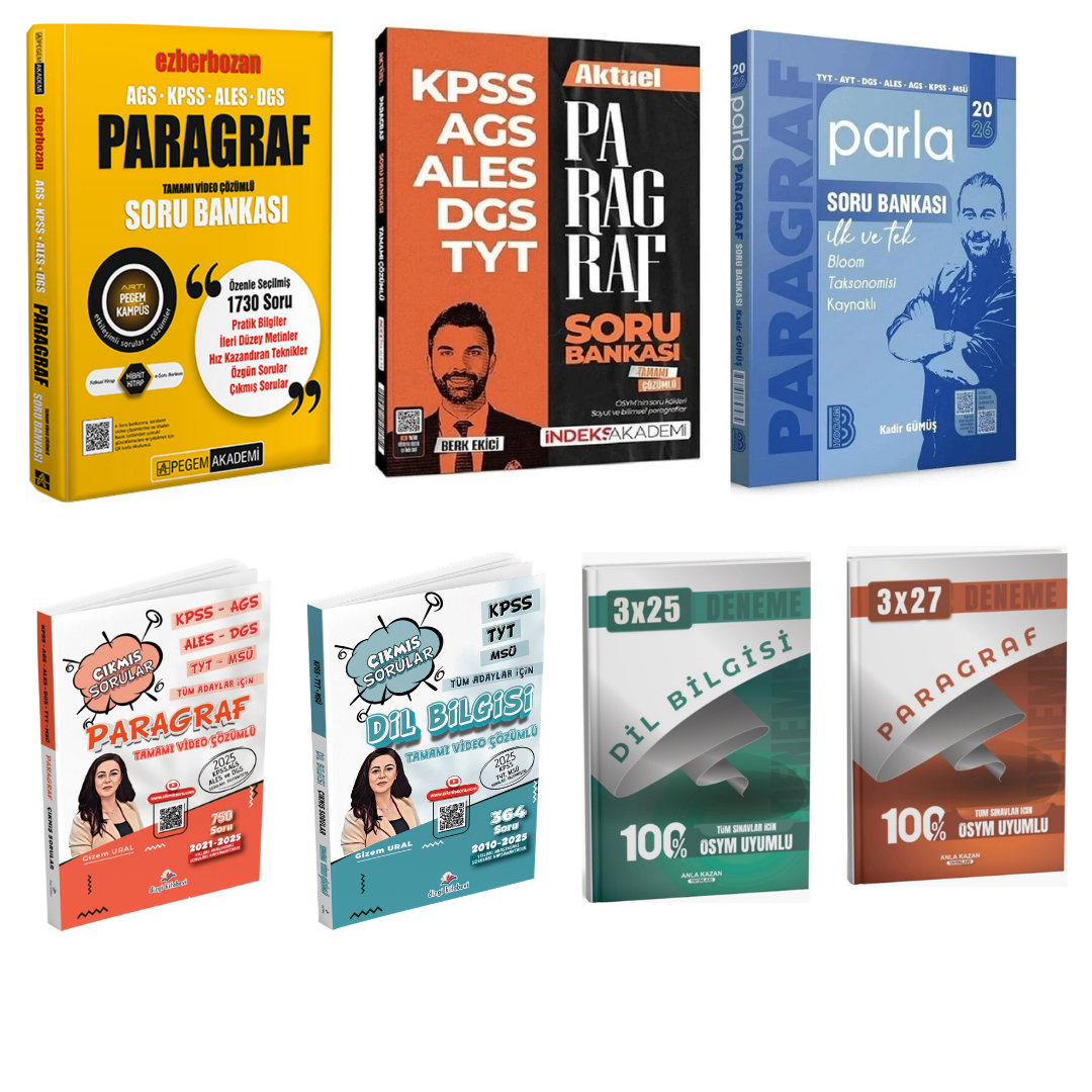 KPSS AGS Paragraf Soru Bankası & Paragraf Çıkmış Sorular & Dil Bilgisi Çıkmış Sorular & Denem Seti