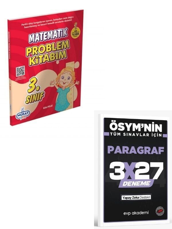 Murat 2027 3.Sınıf Matematik Problemler Kitabım+ EVP Akademi Paragraf