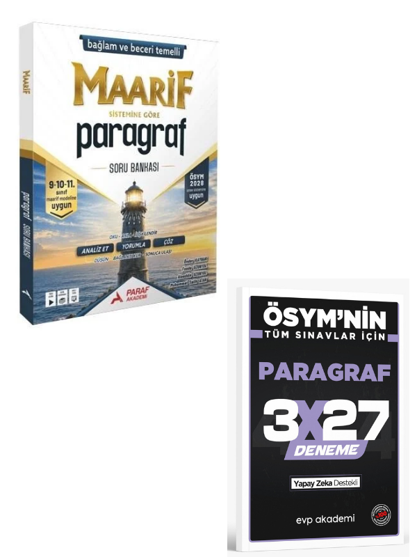Paraf Akademi 2028 9. 10. ve 11. Sınıf Paragraf Maarif Soru Bankası+ EVP Akademi Paragraf