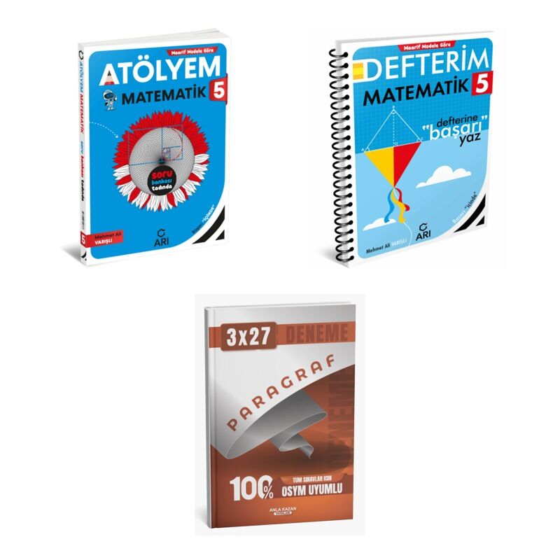2027 Arı 5 Sınıf Matemito Matematik Atölyem Soru + Defterim Konu + anla kazan paragraf deneme 3'lü Set