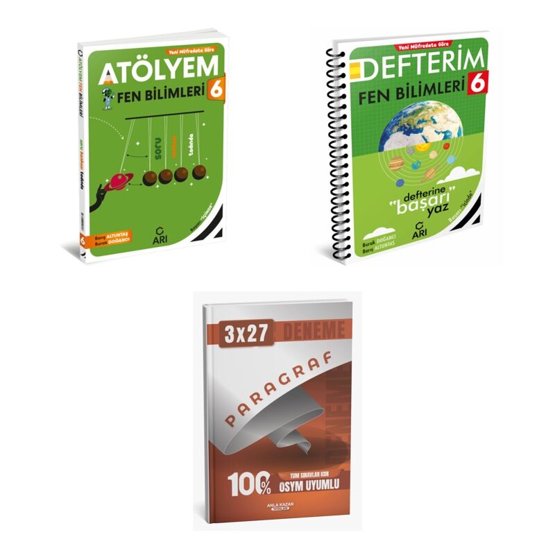 2027 Arı 6 Sınıf Fenito Bilimleri Fen Atölyem Soru + Defterim Konu + anla kazan paragraf deneme 3'lü Set