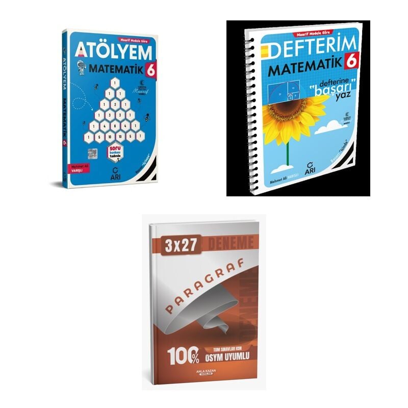 2027 Arı 6 Sınıf Matemito GÜNCEL Matematik Atölyem Soru + Defterim Konu + anla kazan paragraf deneme 3'lü Set