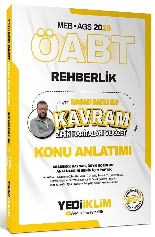 Yediiklim 2026 ÖABT MEB-AGS Rehberlik Kavram Zihin Haritaları ve Özet Konu Anlatımı - Hasan Sanlı Yediiklim Yayınları