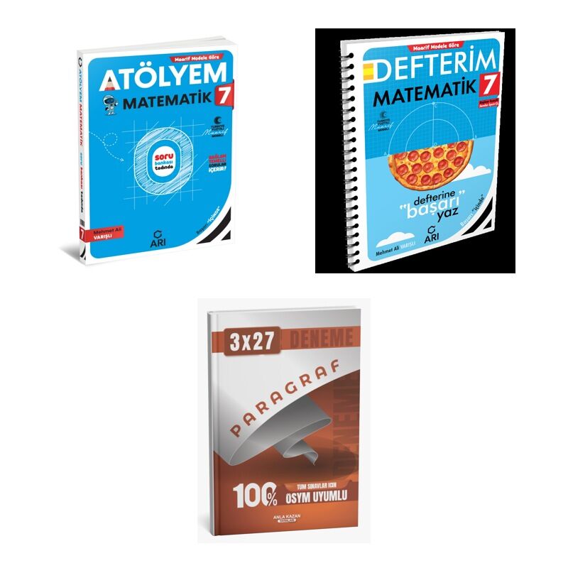 2027 Arı 7 Sınıf Matemito Matematik Atölyem-GÜNCEL Soru + Defterim GÜNCEL Konu + Ankapade 3'lü Set