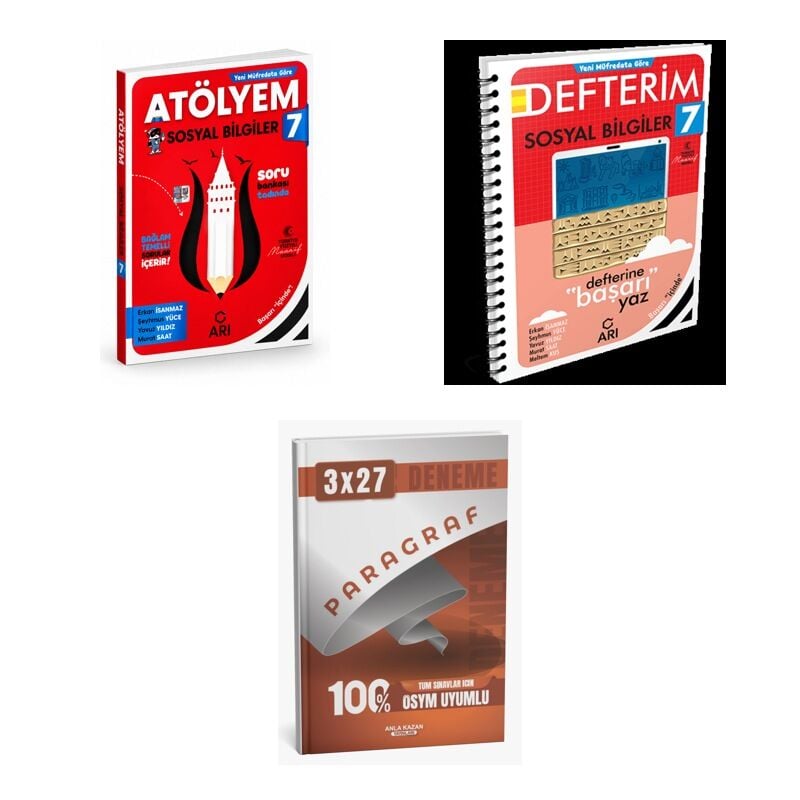 2027 Arı 7 Sınıf Sosyalimo Bilgiler GÜNCEL Sosyal Atölyem Soru + Defterim Konu + Ankapade 3'lü Set