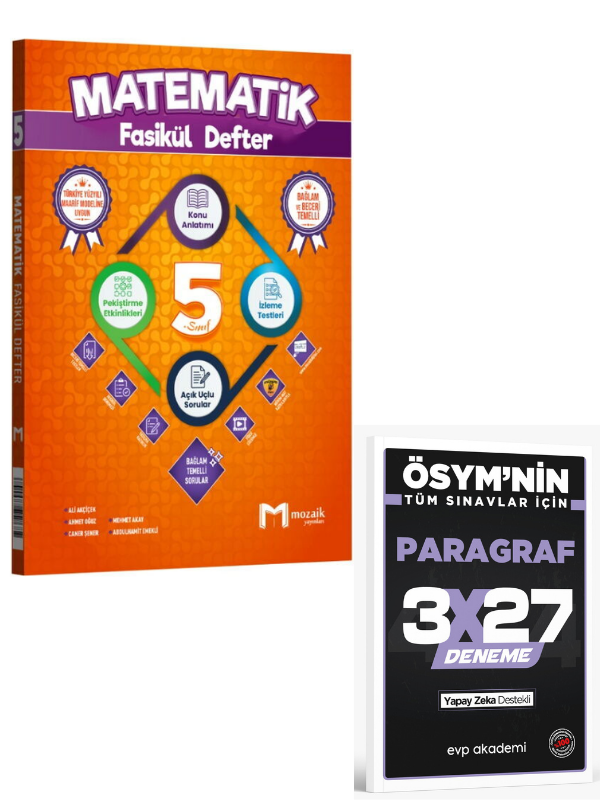 Mozaik 2027 5. Sınıf Matematik Fasikül Defter+ EVP Akademi Paragraf