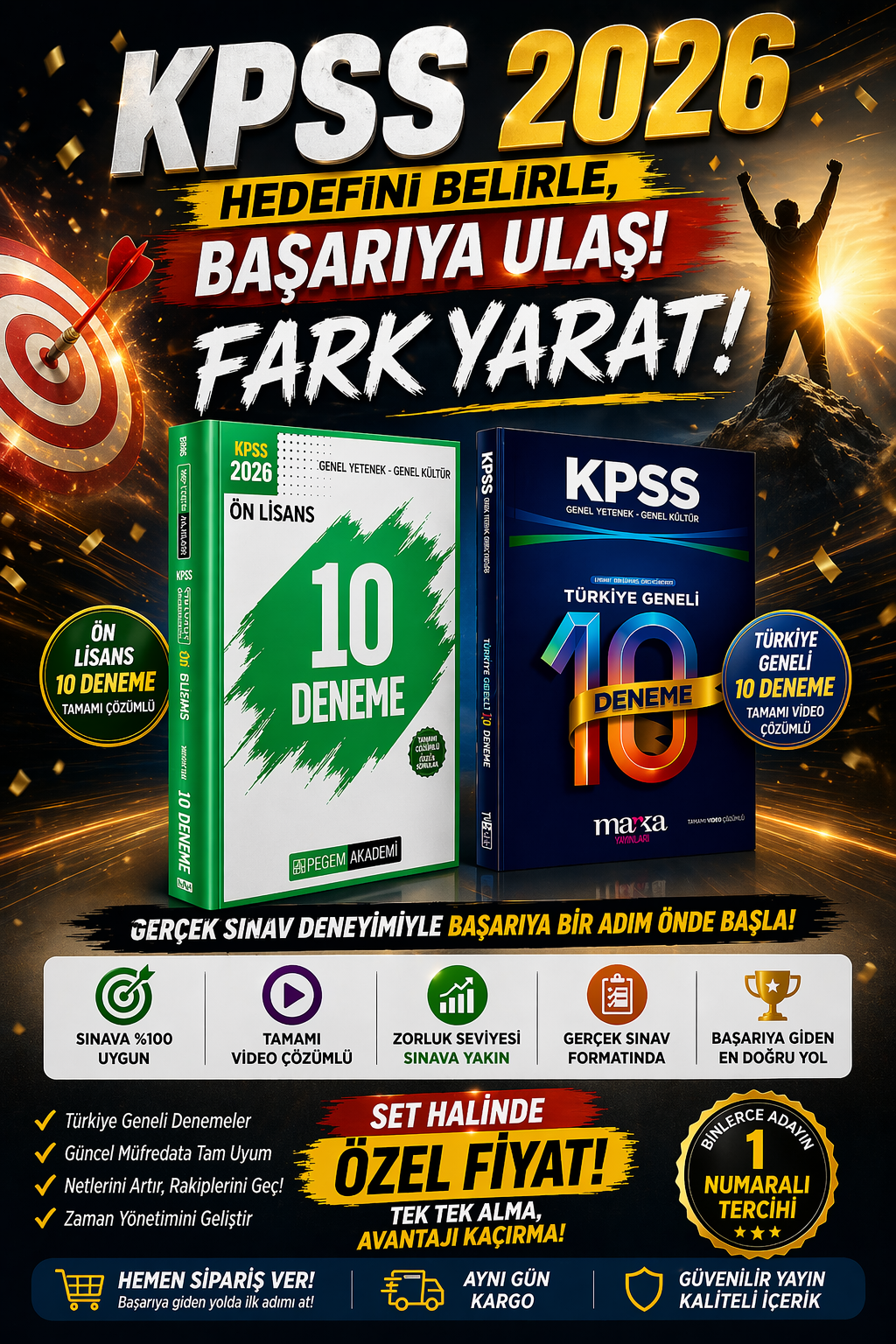 Marka Yayınları KPSS Genel Yetenek Genel Kültür Türkiye Geneli 10 Deneme + Pegem KPSS Ön Lisans 10 Deneme Seti