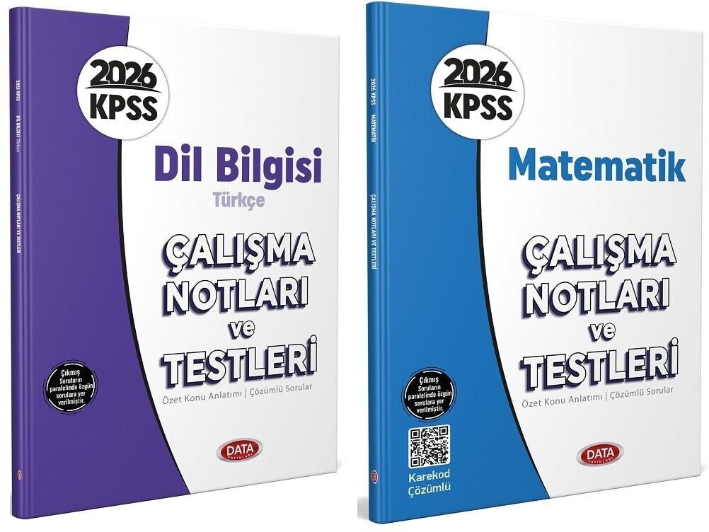 Data 2026 KPSS Dil Bilgisi Türkçe + Matematik Çalışma Notları ve Testleri 2 li Set Data Yayınları