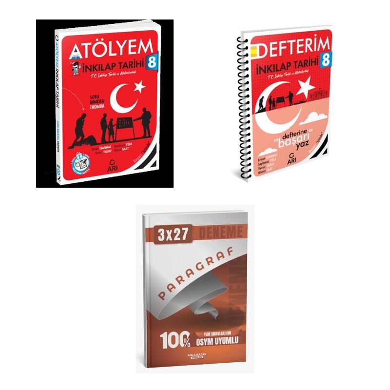 2027 Arı 8. Sınıf T C İnkılap Tarihi ve Atatürkçülük Atölyem Soru + Defterim Konu + Ankapade 3'lü Set