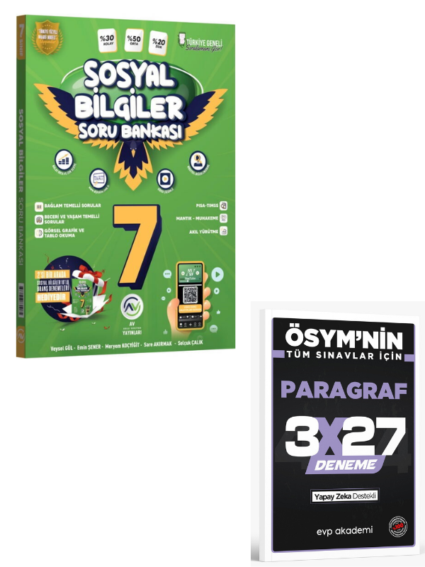 Av 2027 7. Sınıf Sosyal Bilgiler Soru Bankası +EVP Akademi Paragraf