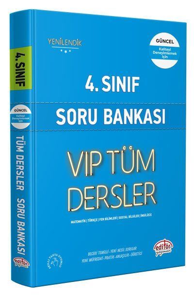 Editör Yayınevi 4. Sınıf VIP Tüm Dersler Soru Bankası Mavi Kitap