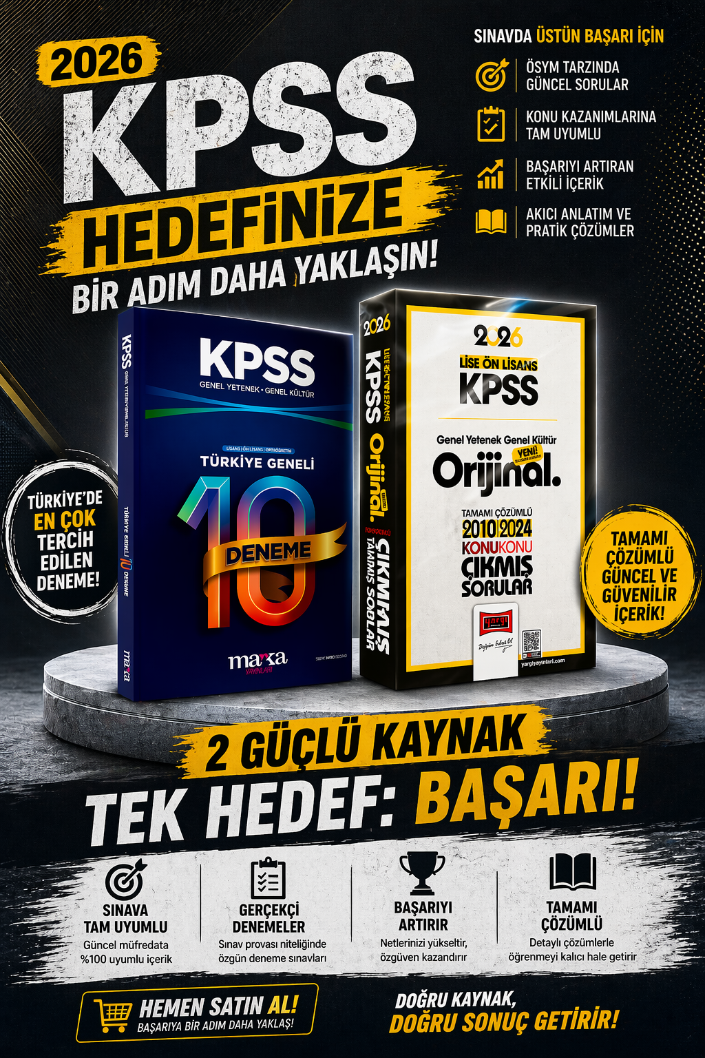 Marka Yayınları KPSS Genel Yetenek Genel Kültür Türkiye Geneli 10 Deneme  & KPSS Ön Lisans Çıkmış Sorular Seti