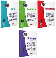 Data 2026 KPSS Tarih + Coğrafya + Vatandaşlık + Dil Bilgisi Türkçe Çalışma Notları ve Testleri 4 lü Set Data Yayınları