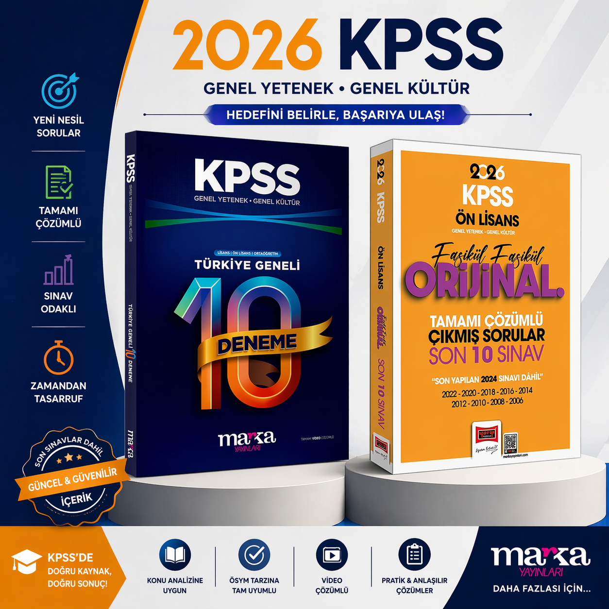 Marka Yayınları KPSS Ön Lisans Türkiye Geneli 10 Deneme & Yargı Yayınları KPSS Ön Lisans Çıkmış Son 10 Sınav Seti