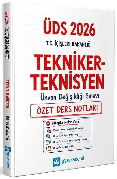 GYS Akademi 2026 GYS ÜDS İçişleri Bakanlığı Tekniker - Teknisyen Özet Ders Notları Görevde Yükselme Ünvan Değişikliği GYS Akademi