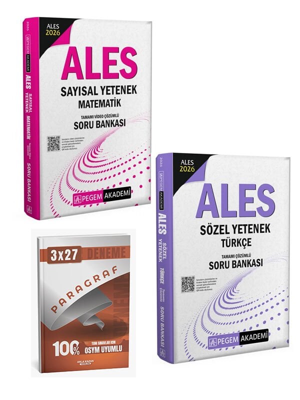 Anla Kazan + Pegem 2026 ALES Türkçe Sözel Yetenek + Matematik Sayısal Yetenek Soru Bankası 3 lü Set