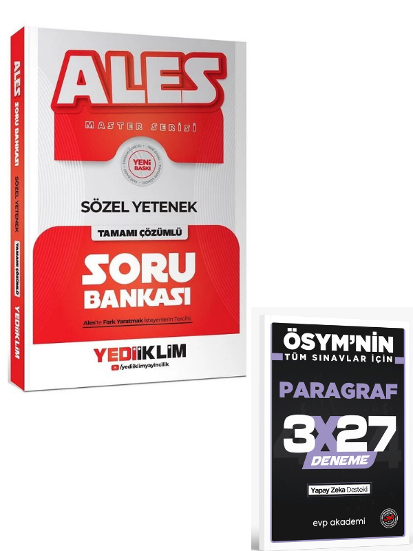 Yediiklim 2027 ALES MASTER Sözel Yenetek Soru Bankası Çözümlü +EVP Akademi Paragraf