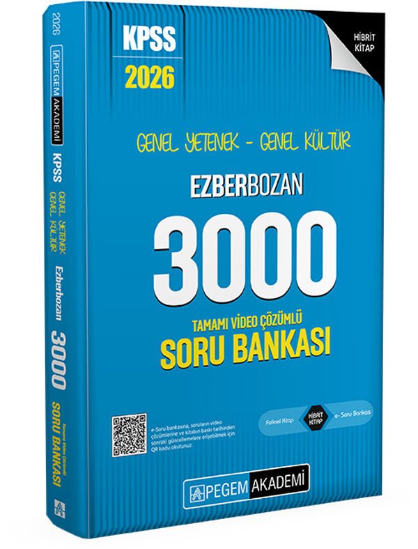 Pegem 2026 KPSS Genel Yetenek Genel Kültür EZBERBOZAN 3000 Soru Bankası Tek Kitap Pegem Akademi