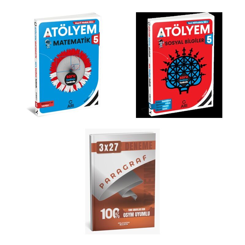 2027 Arı 5 Sınıf Atölyem Matematik Matemito + Sosyal Sosyalimo Bilgiler Soru + anla kazan paragraf deneme 3'lü Set
