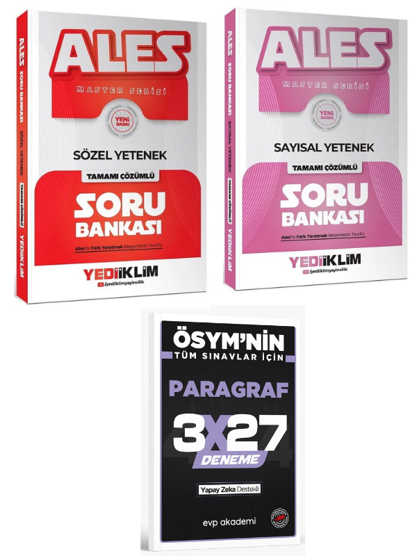 Yediiklim 2027 ALES MASTER Sözel+ Sayısal  Yenetek Soru Bankası Çözümlü+ EVP Akademi Paragraf