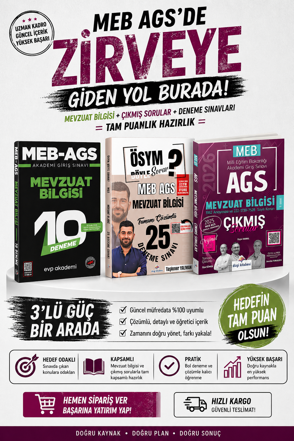 Dizgi Kitap 2026 MEB AGS Mevzuat Bilgisi Çıkmış Sorular & MEB AGS Mevzuat Bilgisi Deneme Evp Akademi Seti