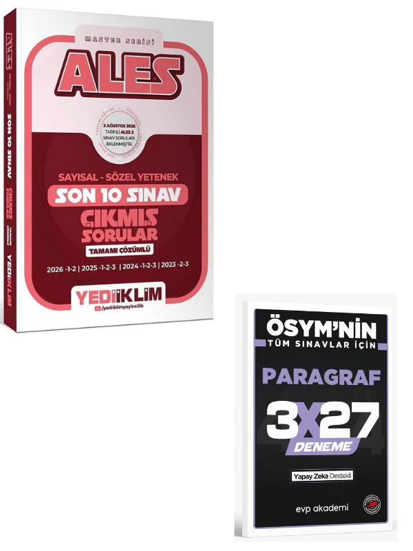 Yediiklim 2027 ALES Master Çıkmış Sorular Son 10 Sınav Çözümlü+ EVP Akademi Paragraf