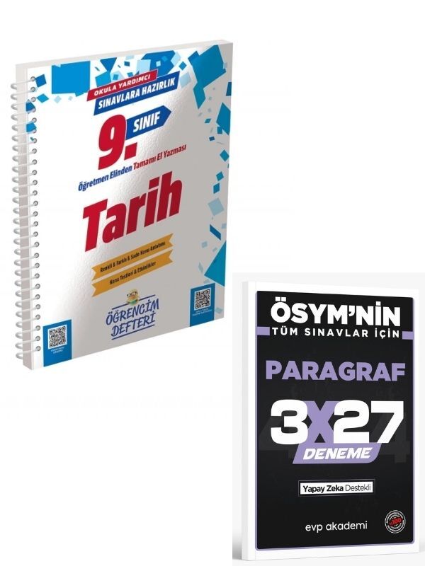 Murat 2027 9.Sınıf Tarih Öğrencim Defteri+ EVP Akademi Paragraf