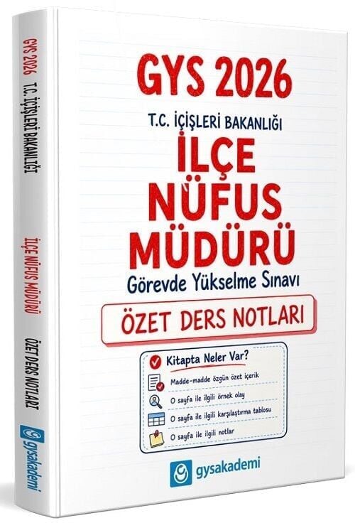 GYS Akademi 2026 GYS İçişleri Bakanlığı İlçe Nüfus Müdürü Özet Ders Notları Görevde Yükselme GYS Akademi