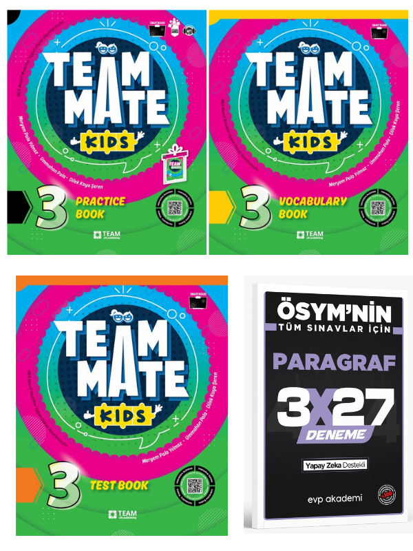 TeamMate 2027 Kids 3 Practice Book (+Quizzes)+ Vocabulary Book+Test Book +EVP Akademi Paragraf