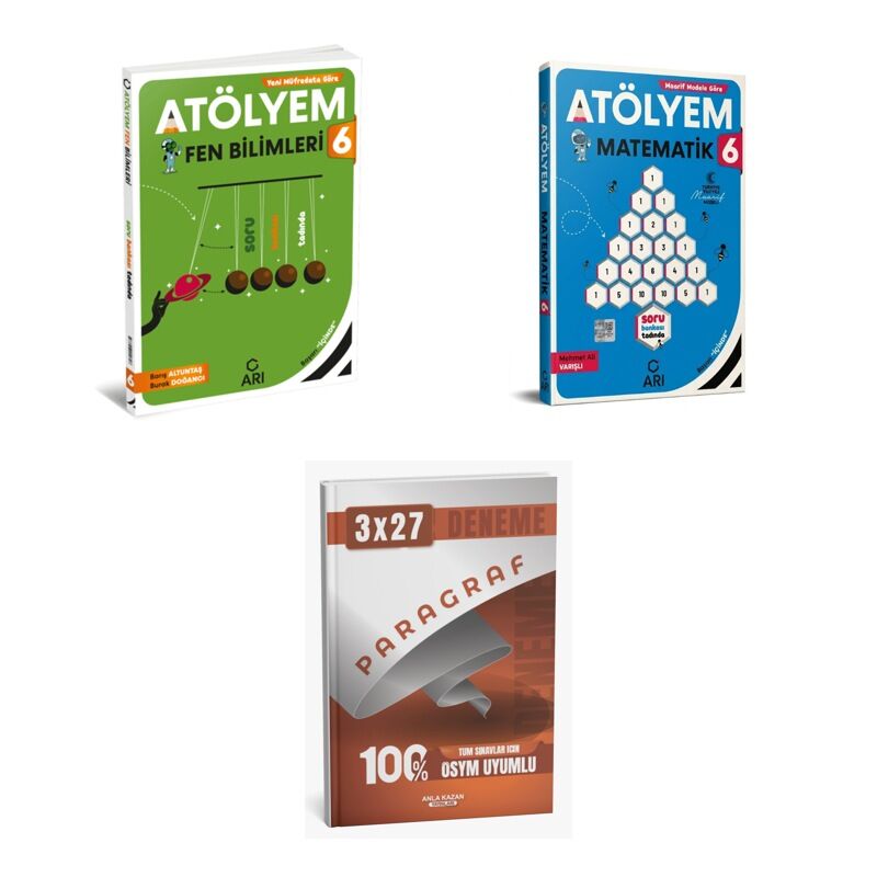 2027 Arı 6 Sınıf Atölyem Fen Fenito Bilimleri + Matematik Matemito GÜNCEL Soru + Ankapade 3'lü Set