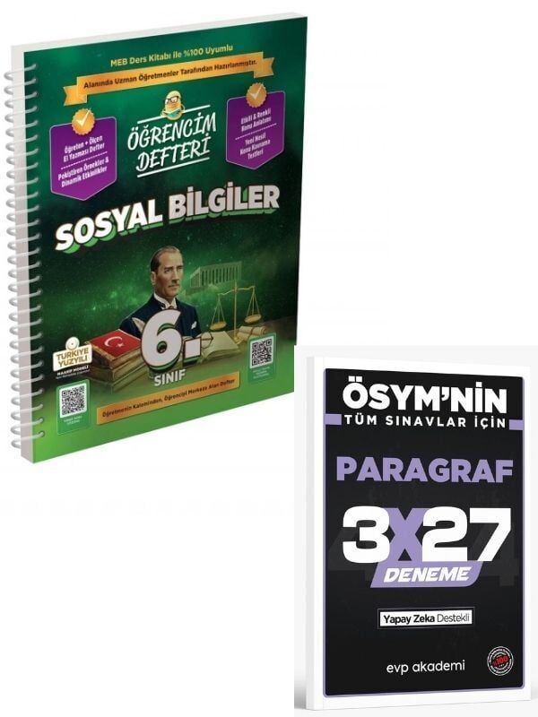 Murat 2027 6.Sınıf Sosyal Bilgiler Öğrencim Defteri+ EVP Akademi Paragraf