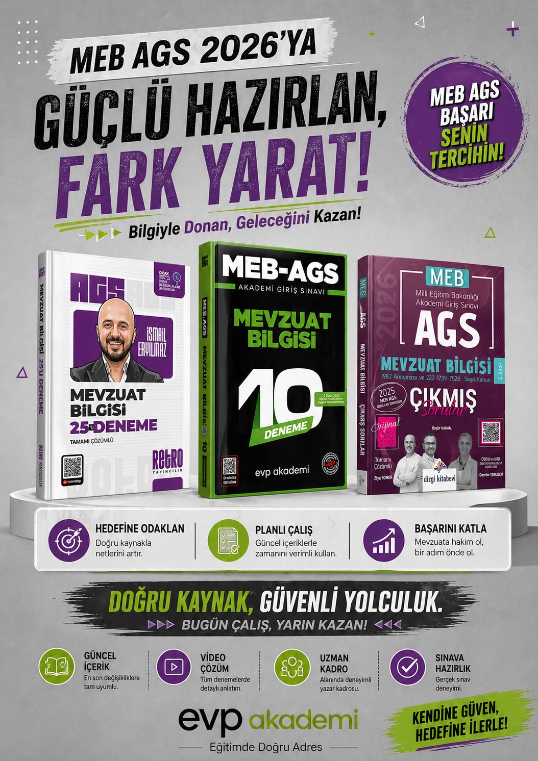 Dizgi 2026 MEB AGS Mevzuat Bilgisi Çıkmış Sorular & EVP Akademi AGS Mevzuat 10 Deneme & Retro AGS Mevzuat 25 Deneme Seti