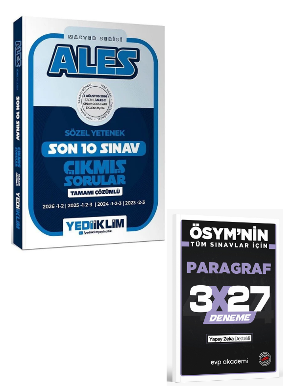 Yediiklim 2027 ALES Master Sözel Yetenek Çıkmış Sorular Son 10 Sınav Çözümlü+ EVP Akademi Paragraf