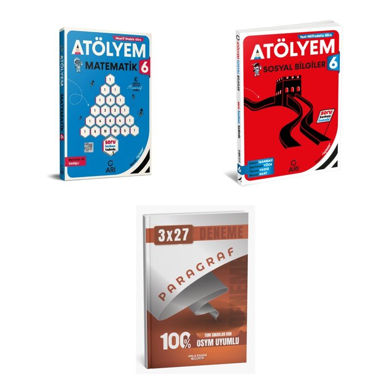 2027 Arı 6 Sınıf Atölyem Matematik Matemito GÜNCEL + Sosyal Sosyalimo Bilgiler Soru + Ankapade 3'lü Set