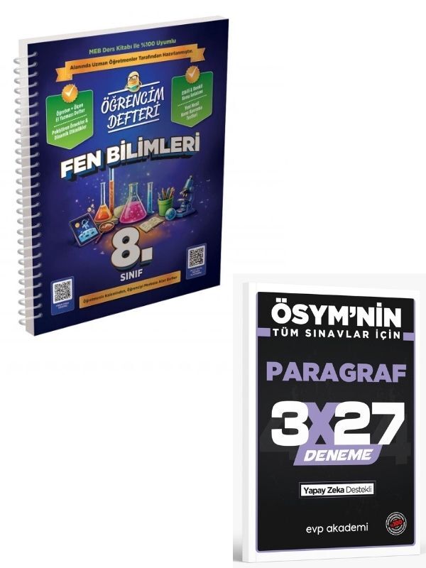 Murat 2027 8.Sınıf Fen Bilimleri Öğrencim Defteri+ EVP Akademi Paragraf