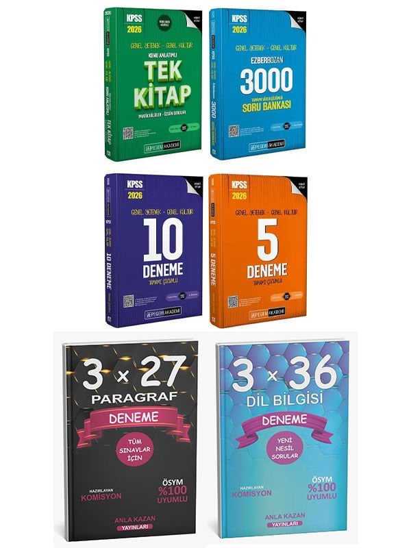 Pegem 2026 KPSS GYGK Tek Konu + 3000 Soru + 10+5 Deneme + Paragraf Dil Bilgisi Deneme 6 lı Set