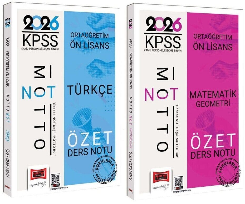 Yargı 2026 KPSS Lise Ortaöğretim Ön Lisans Türkçe + Matematik Motto Özet Ders Notu 5 li Set Yargı Yayınları
