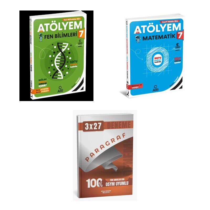 2027 Arı 7 Sınıf Fen Fenito Bilimleri Atölyem GÜNCEL + Matematik Matemito Atölyem-GÜNCEL Soru + Ankapade 3'lü Set