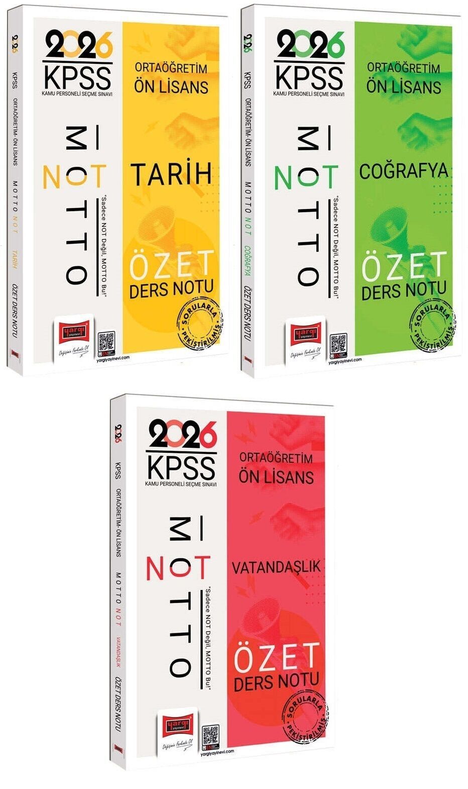 Yargı 2026 KPSS Lise Ortaöğretim Ön Lisans Tarih + Coğrafya + Vatandaşlık Motto Özet Ders Notu 3 lü Set Yargı Yayınları