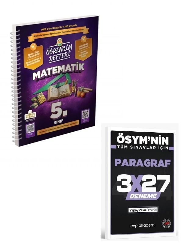 Murat 2027 5.Sınıf Matematik Öğrencim Defteri+ EVP Akademi Paragraf